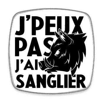 Je Peux Pas J'ai Sanglier Humour Chasse humorist - Magnet carré - blanc - Devant