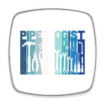 Outils de plombier pipeologiste - Magnet carré - blanc - Devant