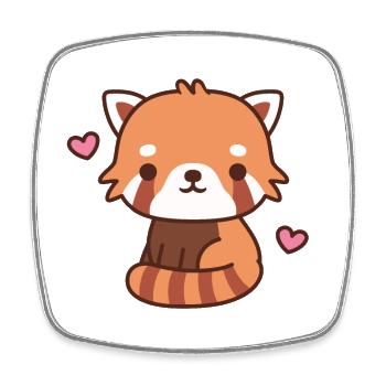 J’adore le panda roux mignon - Magnet carré - blanc - Devant