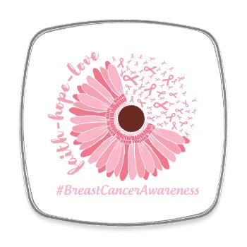 Sensibilisation au cancer du sein Fleur rose - Magnet carré - blanc - Devant