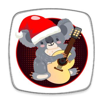Koala Bear Christmas Guitar - Square fridge magnet - white - Front