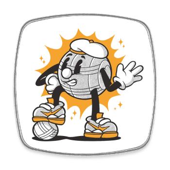 Tenue de pétanque boule pour boule bouler - Magnet carré - blanc - Devant