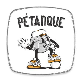 Tenue de pétanque boule pour boule bouler - Magnet carré - blanc - Devant