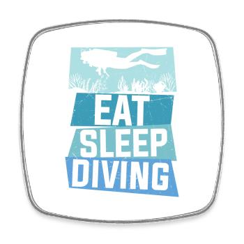Scuba Diving Quote Eat Sleep Diving Scuba Diving D - Square fridge magnet - white - Front