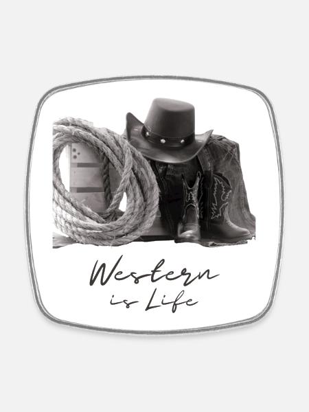 Lasso de bottes de cowboy Western Life - Magnet carré - blanc