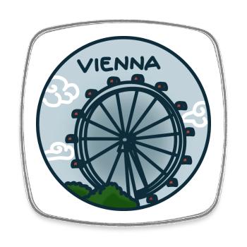 Riesenrad, Prater - Wien, Österreich - Viereckiger Kühlschrankmagnet - Weiß - Vorne