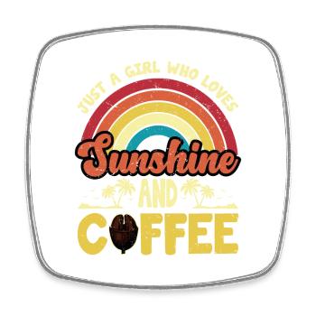 Nur ein Mädchen, das Kaffeedesign liebt - Viereckiger Kühlschrankmagnet - Weiß - Vorne
