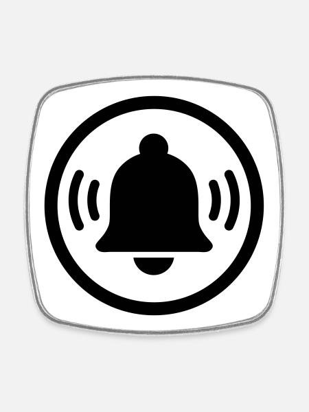 Ringing alarm bell - Square fridge magnet - white