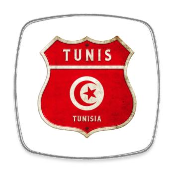 Tunis Tunisie Armoiries Drapeaux Design - Magnet carré - blanc - Devant