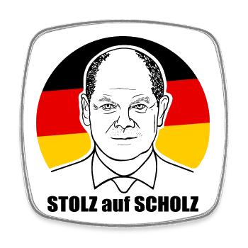 stolz auf Scholz, Bundeskanzler, Deutschland Shirt - Viereckiger Kühlschrankmagnet - Weiß - Vorne