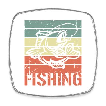 Vintage Fishing - Square fridge magnet - white - Front