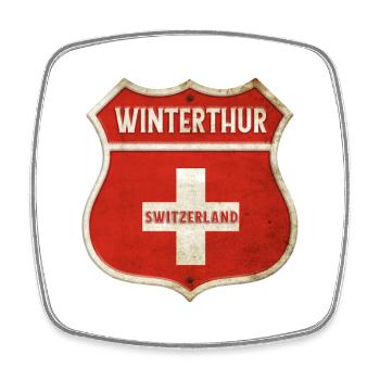 Winterthur Schweiz Wappen Flaggen Design - Viereckiger Kühlschrankmagnet - Weiß - Vorne