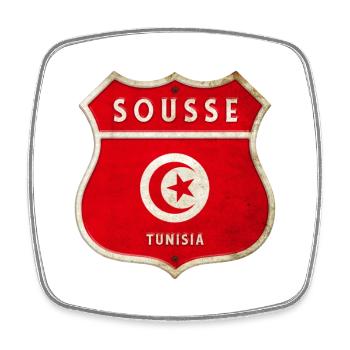 Sousse Tunisie Armoiries Drapeaux Design - Magnet carré - blanc - Devant