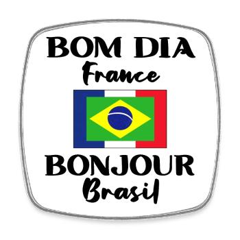 Brazil France Flag Brazilian Gift - Square fridge magnet - white - Front