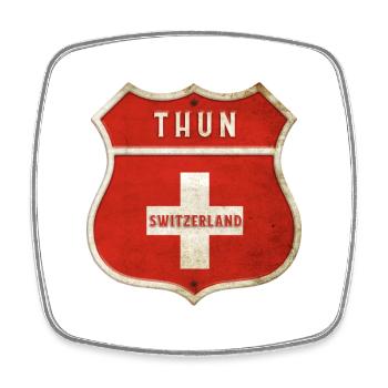 Thun Schweiz Wappen Flaggen Design - Viereckiger Kühlschrankmagnet - Weiß - Vorne