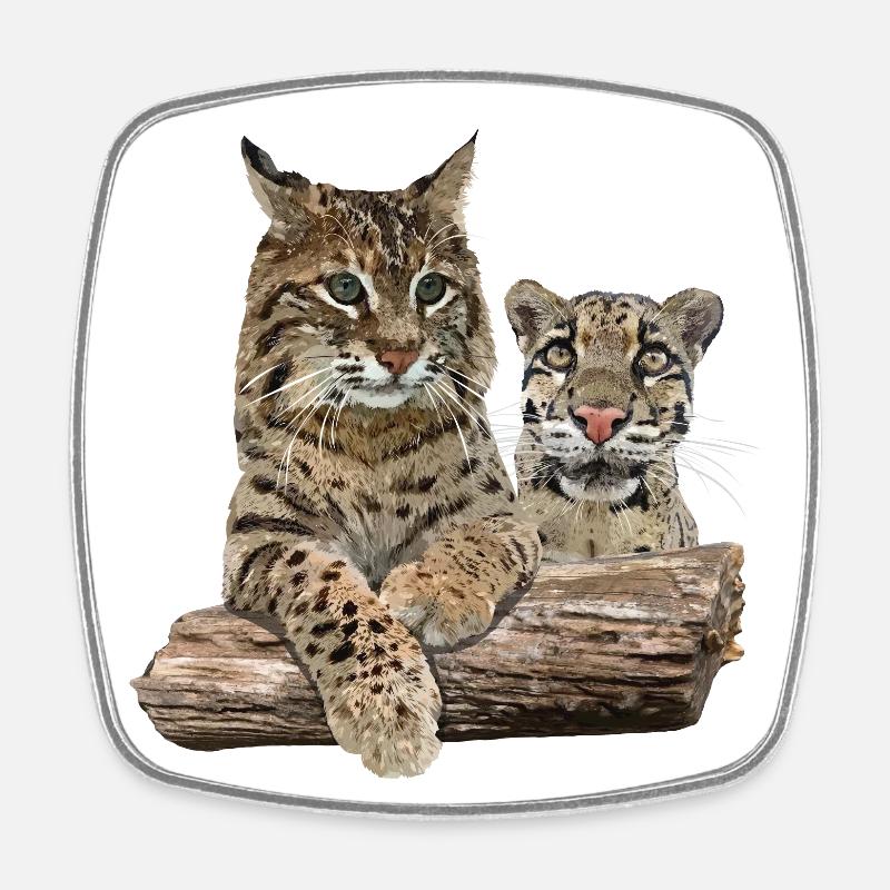 Luchs und Nebelparder - Viereckiger Kühlschrankmagnet - Weiß