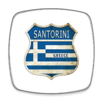 Santorin Grèce Armoiries Drapeaux Design - Magnet carré - blanc - Devant