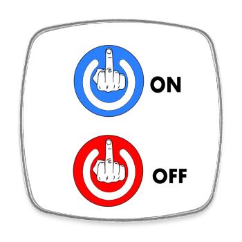 Middle finger ON and OFF - Square fridge magnet - white - Front