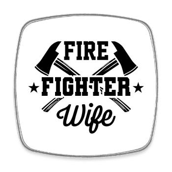 Feuerwehr Ehefrau - Viereckiger Kühlschrankmagnet - Weiß - Vorne