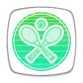 Gekreuzte Tennisschläger & Tennisball - Retro Grün - Viereckiger Kühlschrankmagnet - Weiß - Vorne