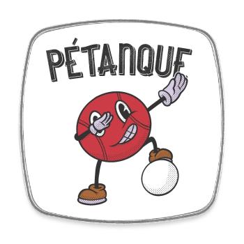 Tenue de pétanque boule pour boule bouler - Magnet carré - blanc - Devant
