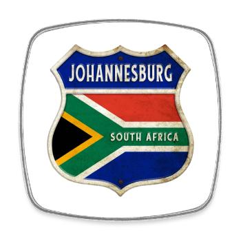 Johannesburg Afrique du Sud Armoiries Drapeaux Design - Magnet carré - blanc - Devant