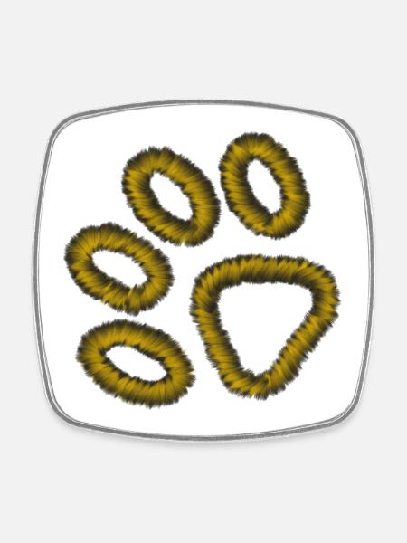 golden tiger paw - Square fridge magnet - white