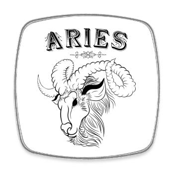 Aries Sternzeichen Widder - Viereckiger Kühlschrankmagnet - Weiß - Vorne