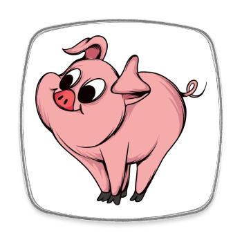 Playful Pig Cartoon Design - Square fridge magnet - white - Front