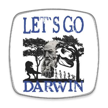 Charles Darwin Evolution textile gift idea - Square fridge magnet - white - Front