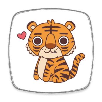 Cute Little Tiger Cub - Square fridge magnet - white - Front