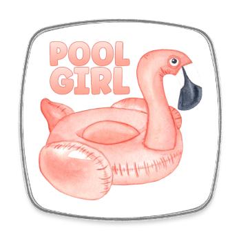Pool Girl Flamingo Schwimmring Sommer Party - Viereckiger Kühlschrankmagnet - Weiß - Vorne