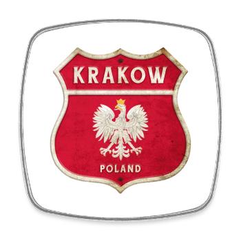 Krakau Polen Wappen Flaggen Design - Viereckiger Kühlschrankmagnet - Weiß - Vorne
