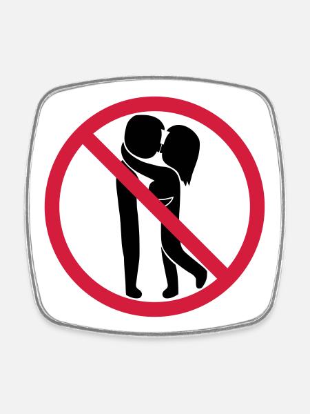 Signe interdit de baiser - Magnet carré - blanc