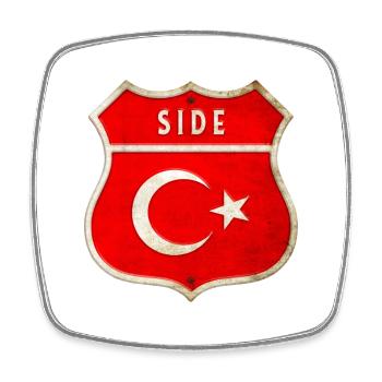 Side Turkey flag coat of arms - Square fridge magnet - white - Front