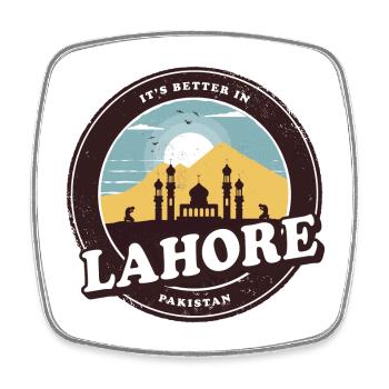 Lahore Pakistan Moschee Design - Viereckiger Kühlschrankmagnet - Weiß - Vorne