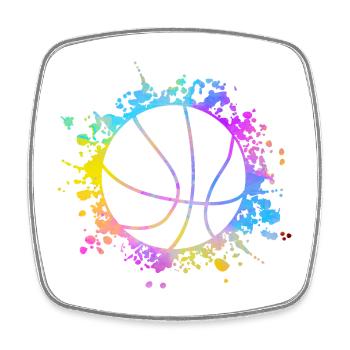 Éclaboussures de peinture de basket-ball - Magnet carré - blanc - Devant