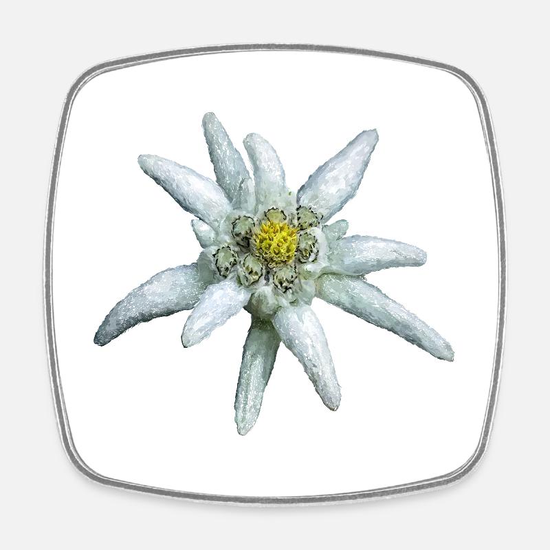 Edelweiss alpin - Magnet carré - blanc