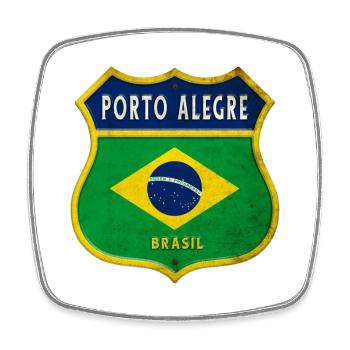 Porto Alegre Brésil Armoiries Drapeaux Design - Magnet carré - blanc - Devant