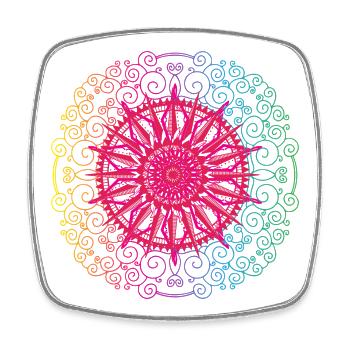 Rainbow Mandala Gradient Circle - Square fridge magnet - white - Front