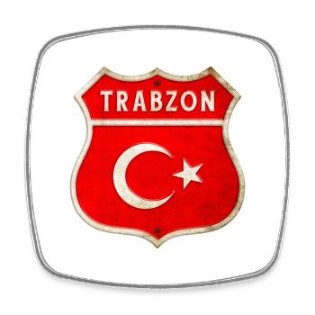 Trabzon Turkey flag coat of arms - Square fridge magnet - white - Front