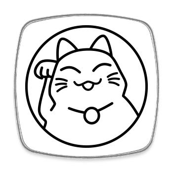 Maneki Neko Neon – Glückskatze aus Japan, Kawaii - Viereckiger Kühlschrankmagnet - Weiß - Vorne
