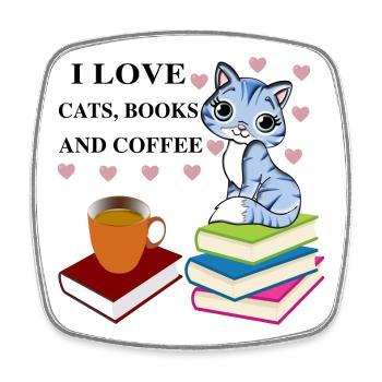 Bücher und Kaffee süße, schöne Lektüre - Viereckiger Kühlschrankmagnet - Weiß - Vorne