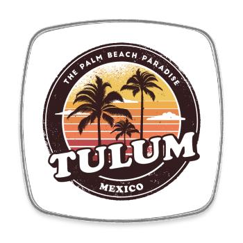 Tulum Mexiko Vintage Beach Design - Viereckiger Kühlschrankmagnet - Weiß - Vorne
