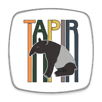 Tapir Retro Schrift Geschenk - Viereckiger Kühlschrankmagnet - Weiß - Vorne