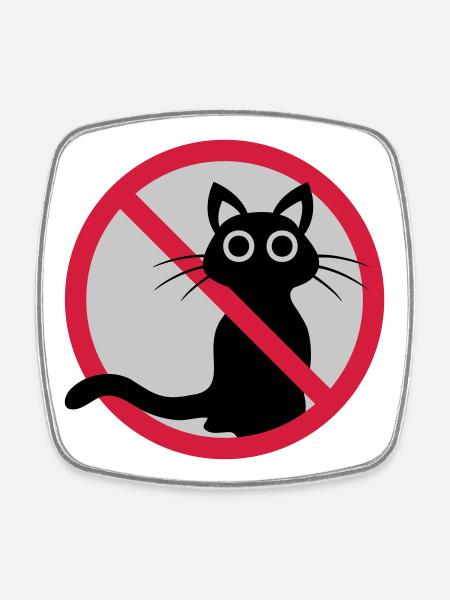 Katze verboten Schild - Viereckiger Kühlschrankmagnet - Weiß