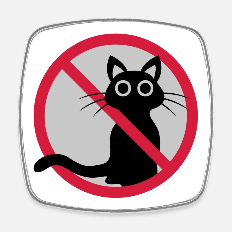 Katze verboten Schild - Viereckiger Kühlschrankmagnet - Weiß