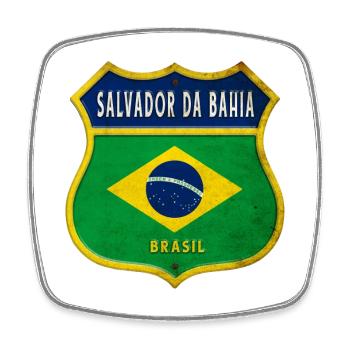 Salvador da Bahia Brésil Armoiries Drapeaux Design - Magnet carré - blanc - Devant