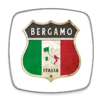 Bergamo Italien Wappen Flaggen Design - Viereckiger Kühlschrankmagnet - Weiß - Vorne