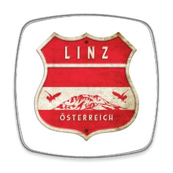 Linz Austria Coat of Arms Flags Design - Square fridge magnet - white - Front